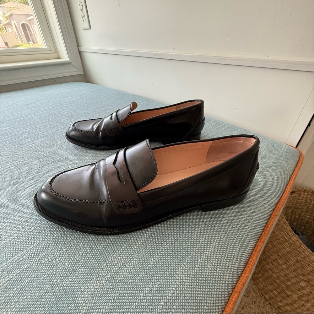 J Crew Classic Tab Black Spazzolato Leather Loafer - Picture 4 of 10